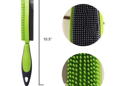 Double-Sided Silicone Pet Hair Removal Brush with Flexible Cleaning Bristles