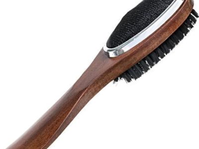 Double-Sided Wooden Lint Brush with Fabric and Bristle Cleaning Surfaces