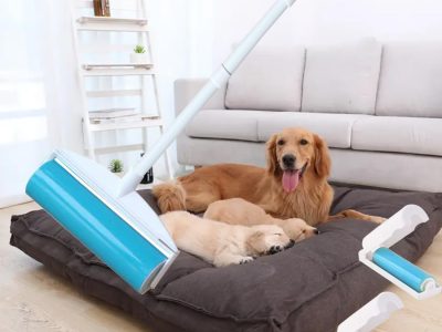 Extra Large Floor Pet Hair Roller with Long Handle for Carpets, Beds & Furniture