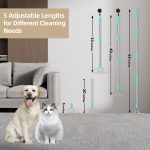 Adjustable Long Handle Pet Hair Remover for Carpet, Sofa, Bedding and Hard-to-Reach Areas