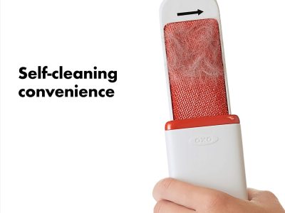 Self-Cleaning Pet Hair Remover Brush with Storage Base for Clothing, Furniture and Bedding