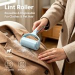Reusable Light Blue Lint Roller for Clothing, Pet Hair & Upholstery